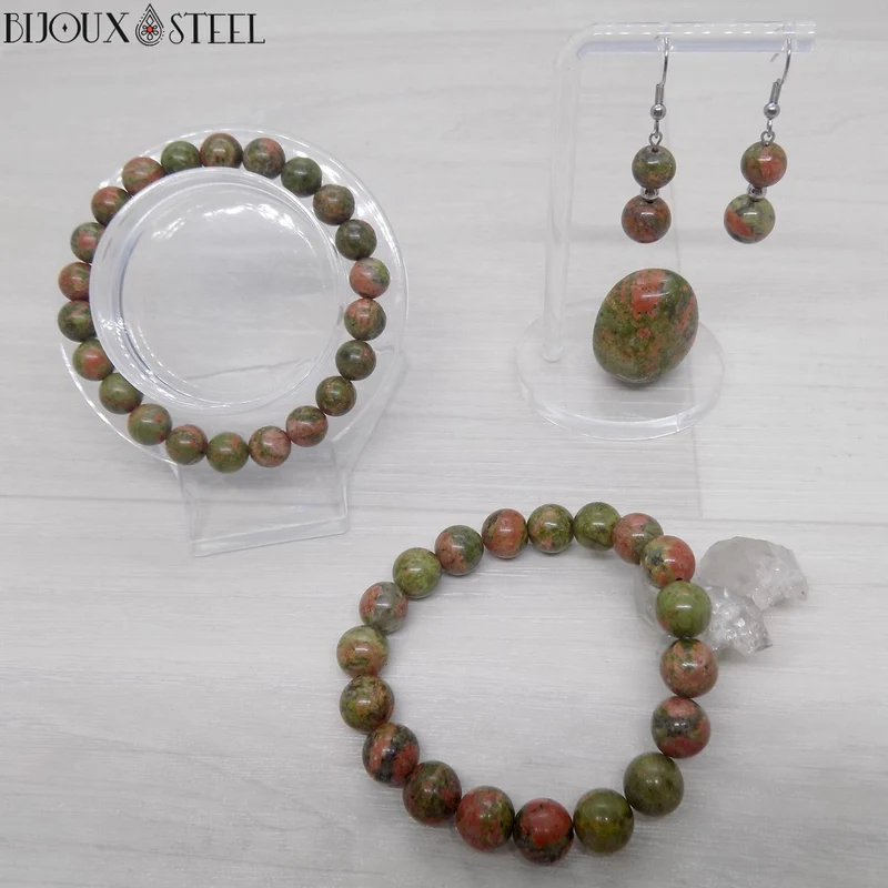 Bracelet en perles d'unakite 10mm