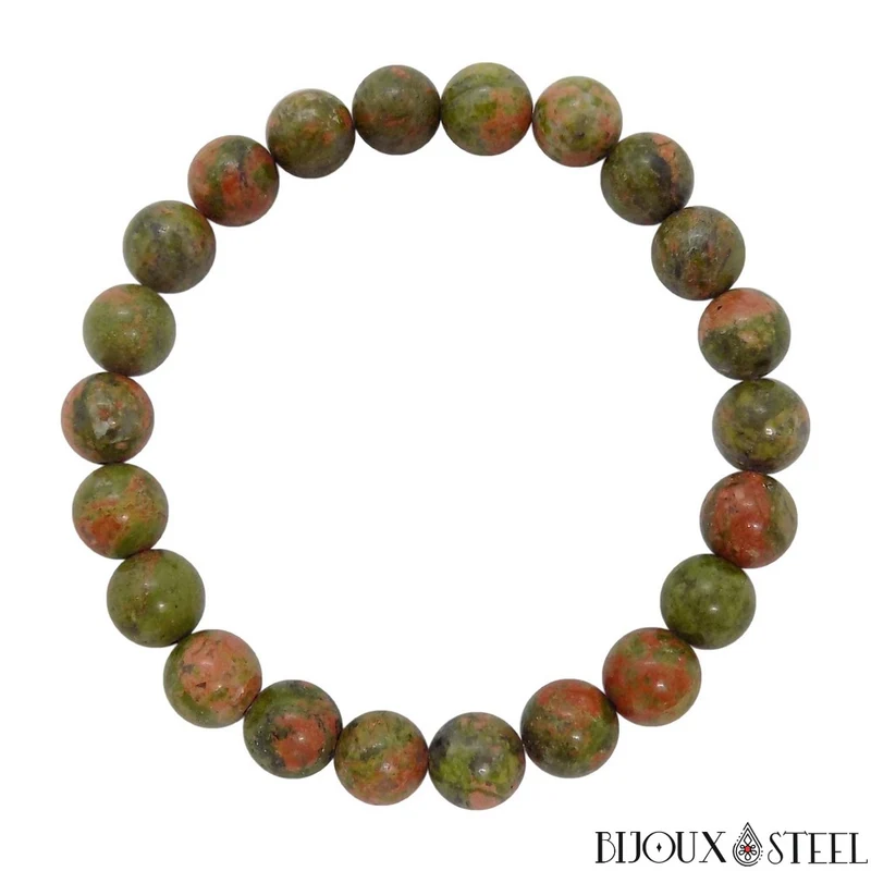 Bracelet en perles d'unakite 8mm