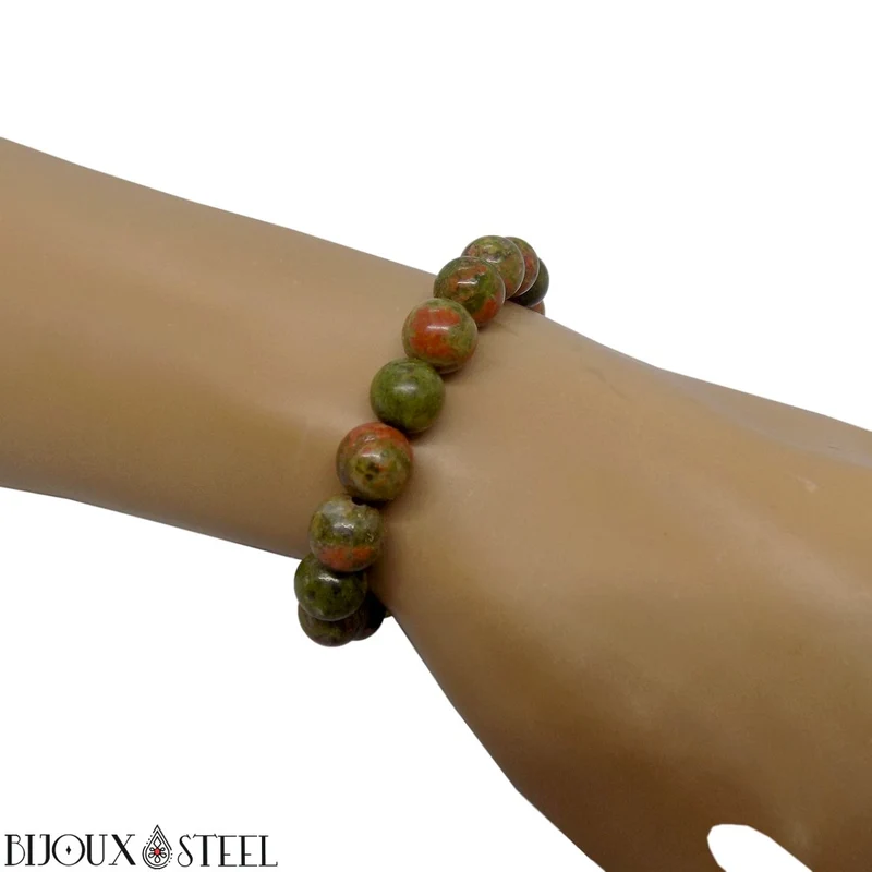 Bracelet en perles d'unakite 8mm