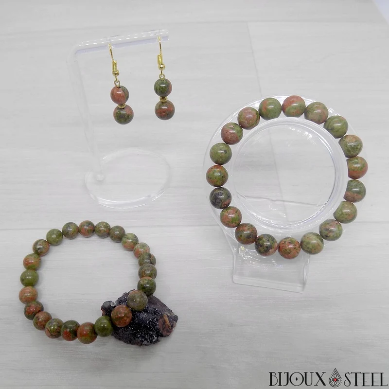 Bracelet en perles d'unakite 8mm