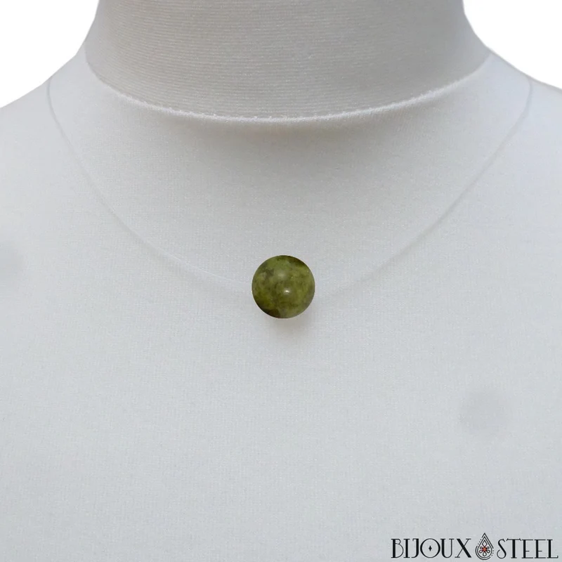 Collier à perle d'unakite sur fil de nylon