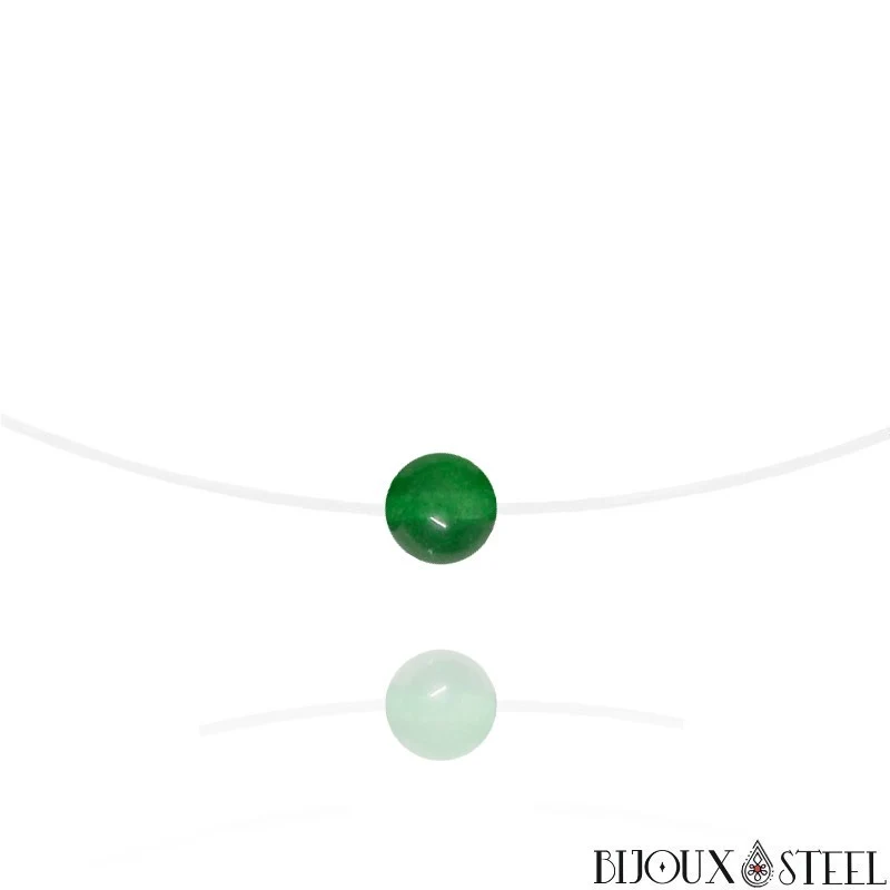 Collier à perle de jade de Malaisie sur fil de nylon