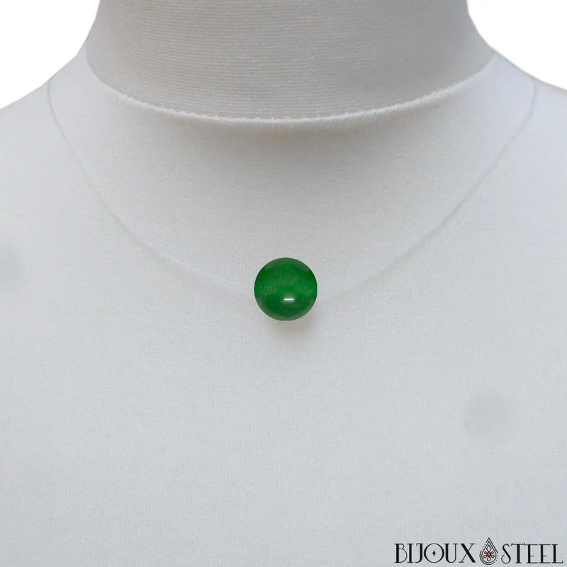 Collier à perle de jade de Malaisie sur fil de nylon