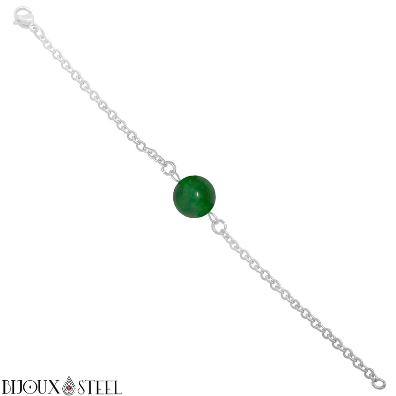 Bracelet à perle de jade de Malaisie en acier inoxydable