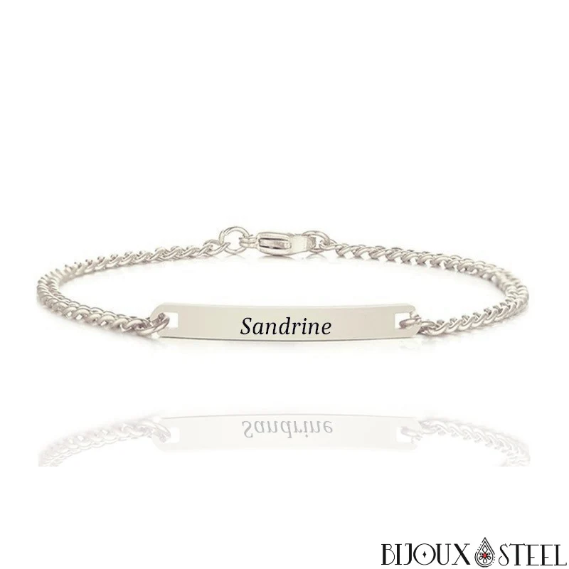 Bracelet gourmette personnalisable femme en acier inoxydable