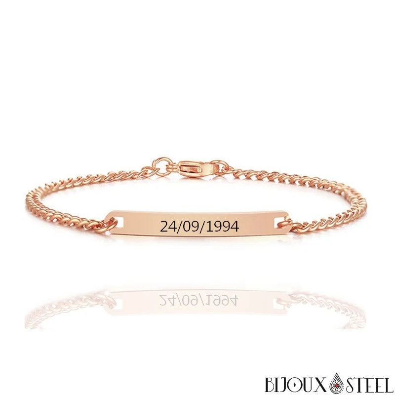 Bracelet gourmette personnalisable femme en acier inoxydable