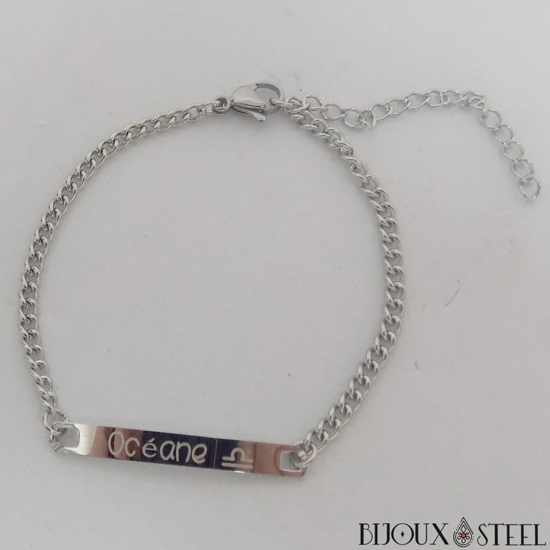 Bracelet gourmette personnalisable femme en acier inoxydable