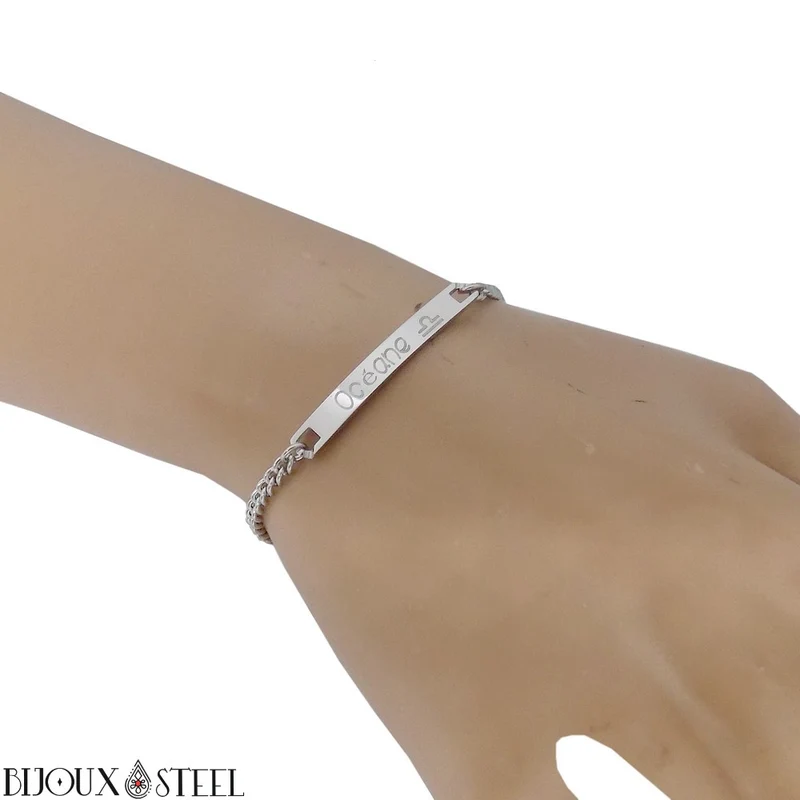 Bracelet gourmette personnalisable femme en acier inoxydable