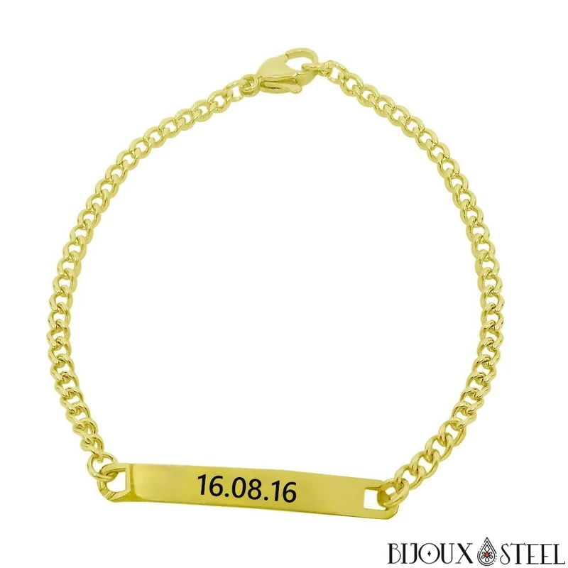 Bracelet gourmette personnalisable femme en acier inoxydable