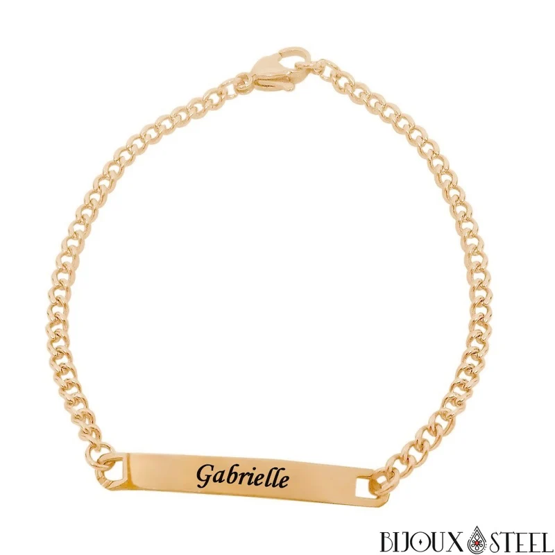 Bracelet gourmette personnalisable femme en acier inoxydable