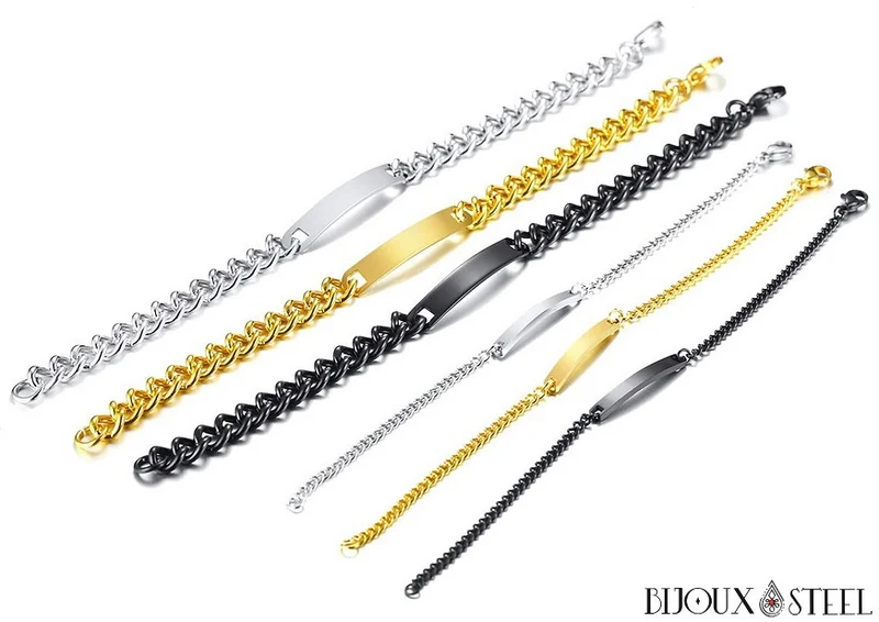 Bracelet gourmette personnalisable femme en acier inoxydable