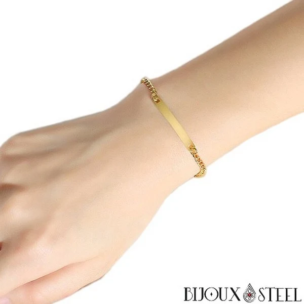 Bracelet gourmette personnalisable femme en acier inoxydable