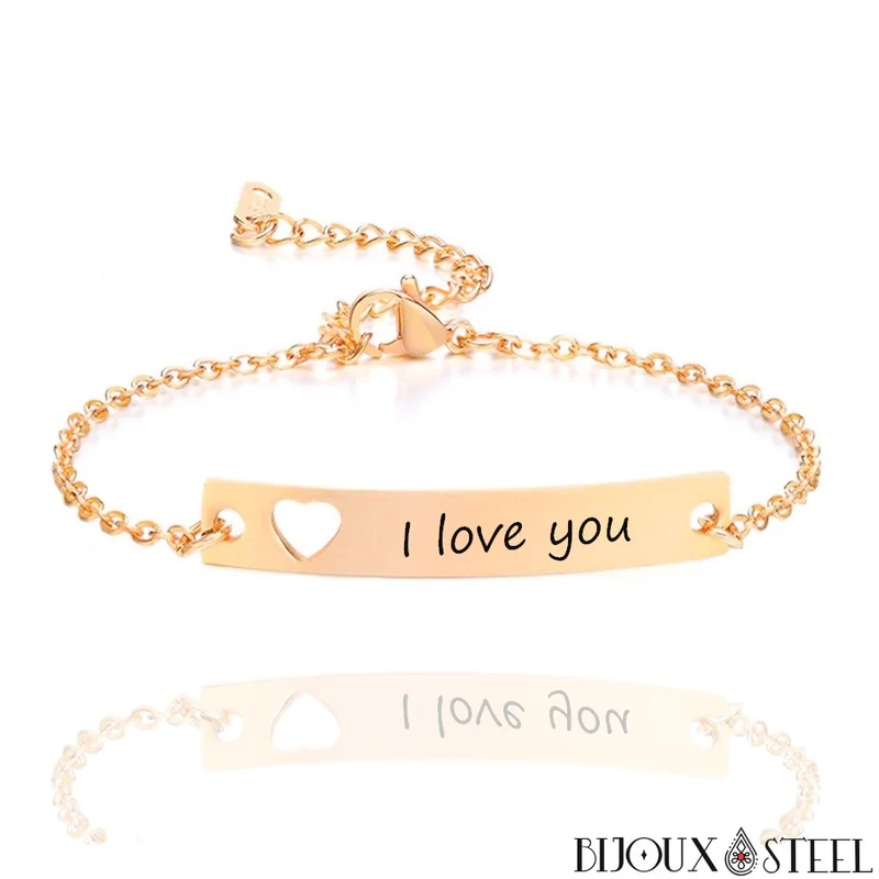 Gourmette coeur personnalisée en acier inoxydable