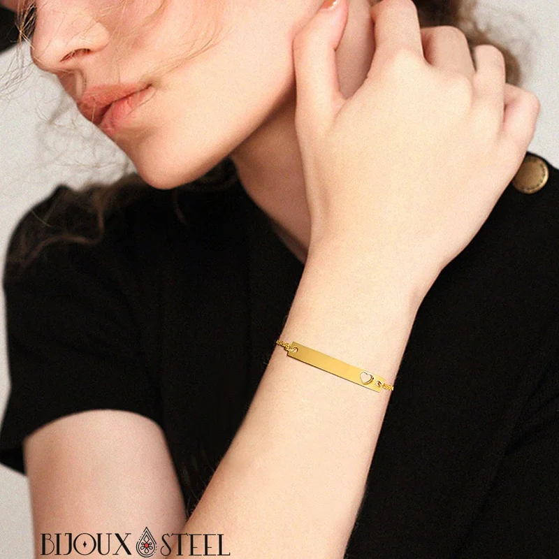 Gourmette coeur personnalisée en acier inoxydable