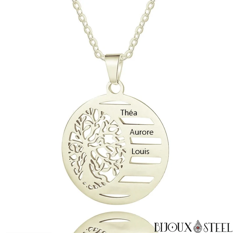 Collier arbre de vie personnalisable en acier inoxydable