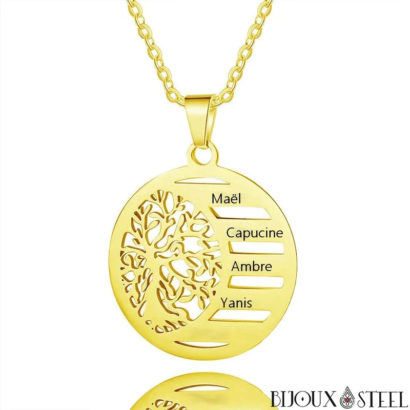 Collier arbre de vie personnalisable en acier inoxydable