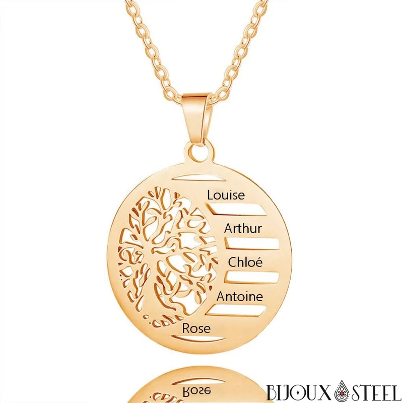 Collier arbre de vie personnalisable en acier inoxydable