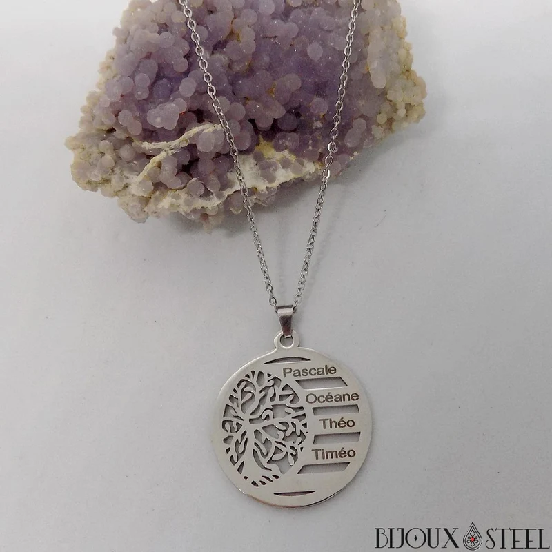 Collier arbre de vie personnalisable en acier inoxydable