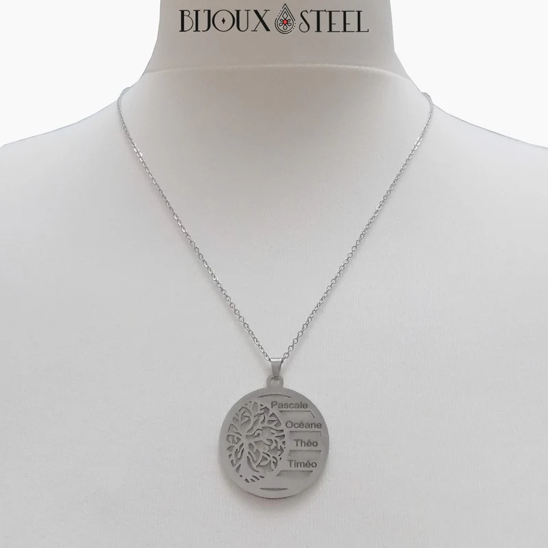 Collier arbre de vie personnalisable en acier inoxydable
