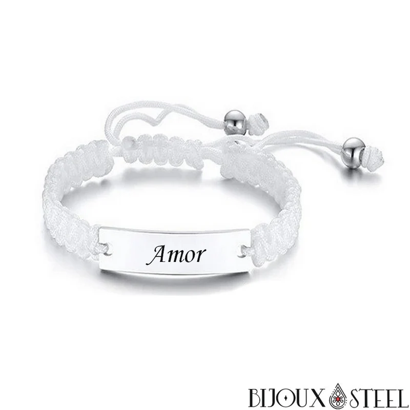 Bracelet tressé personnalisable en cordon et acier inoxydable