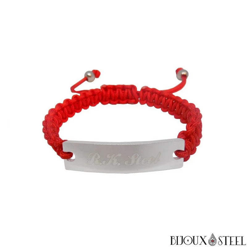 Bracelet tressé personnalisable en cordon et acier inoxydable