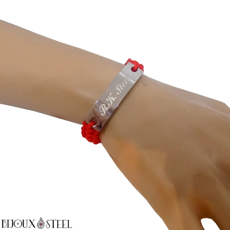 Bracelet tressé personnalisable en cordon et acier inoxydable