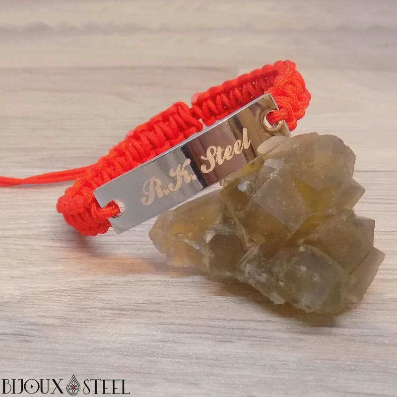 Bracelet tressé personnalisable en cordon et acier inoxydable