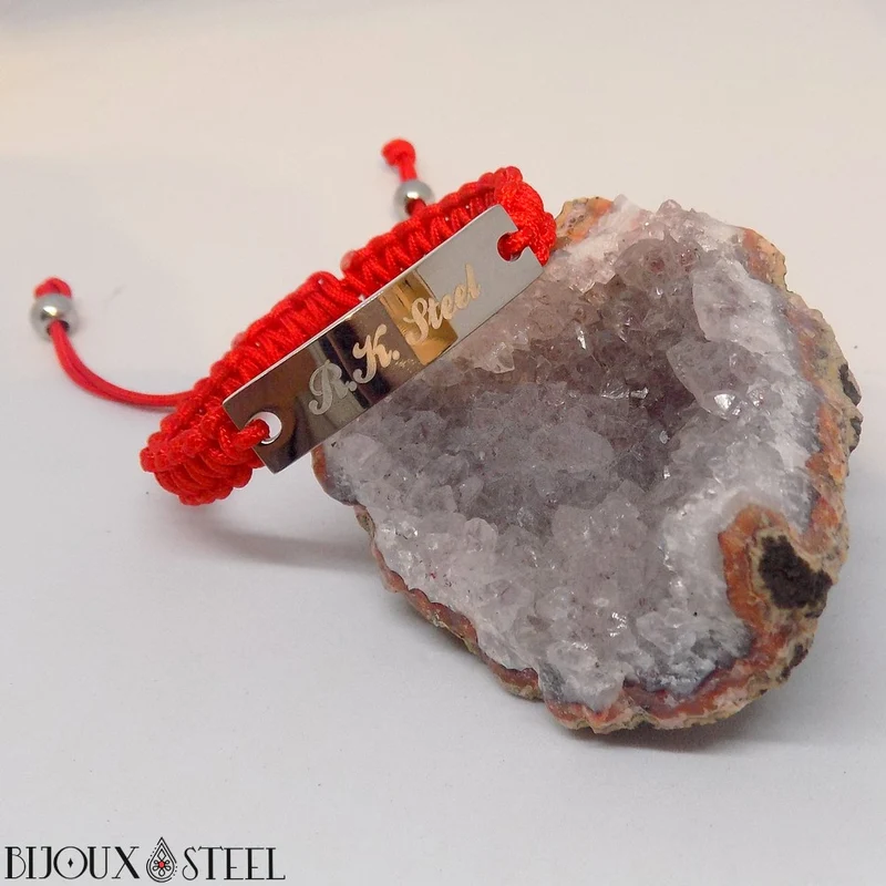Bracelet tressé personnalisable en cordon et acier inoxydable