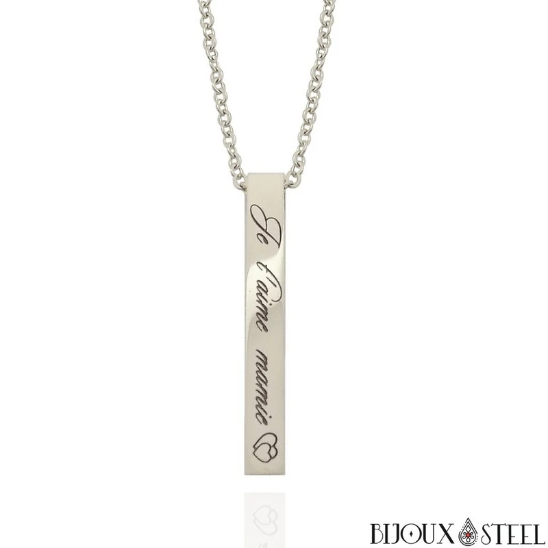 Collier barre personnalisée en acier inoxydable