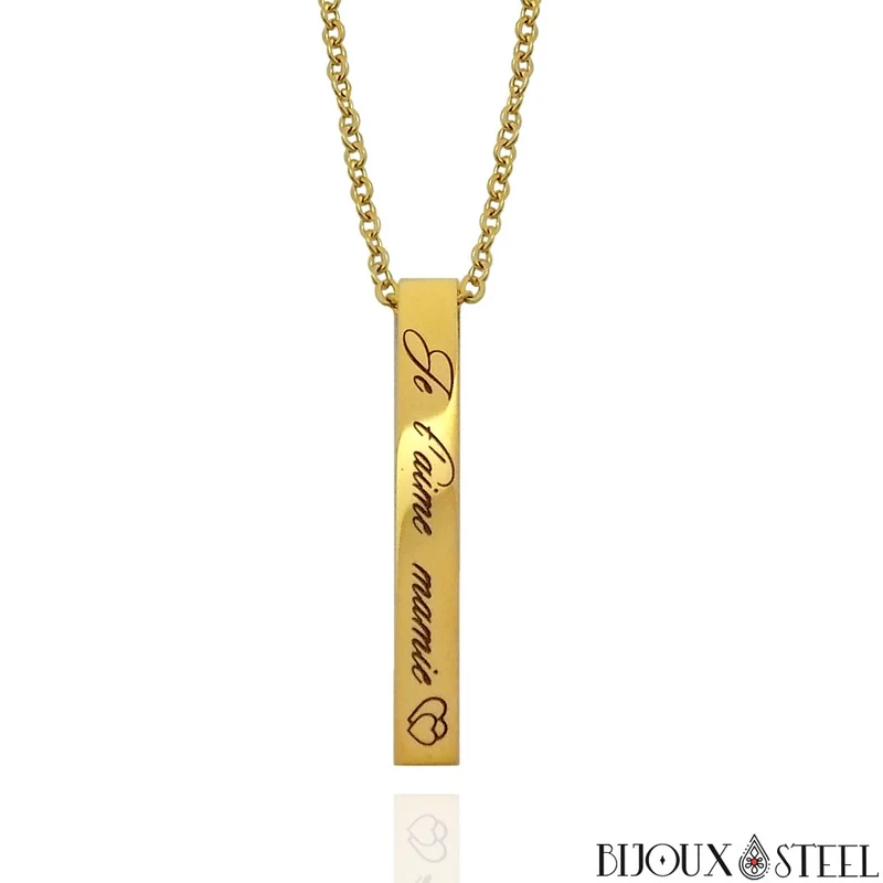 Collier barre personnalisée en acier inoxydable