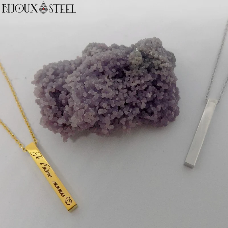 Collier barre personnalisée en acier inoxydable