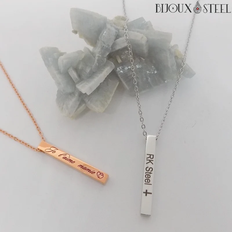 Collier barre personnalisée en acier inoxydable