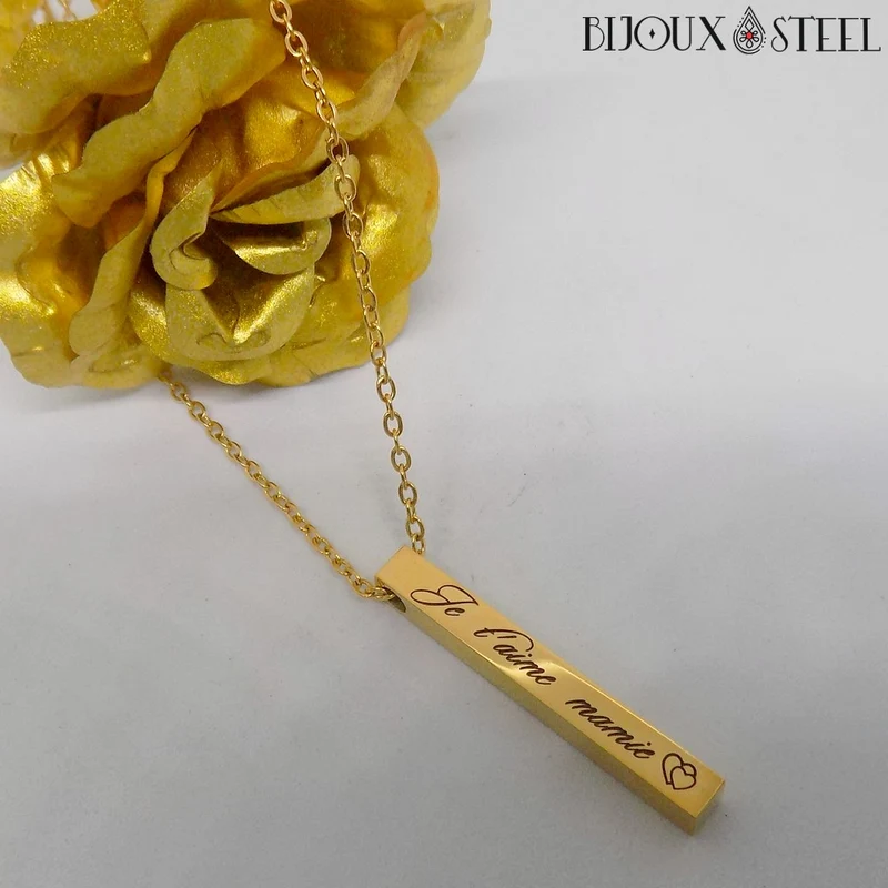 Collier barre personnalisée en acier inoxydable