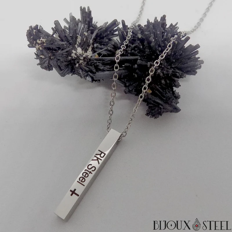 Collier barre personnalisée en acier inoxydable
