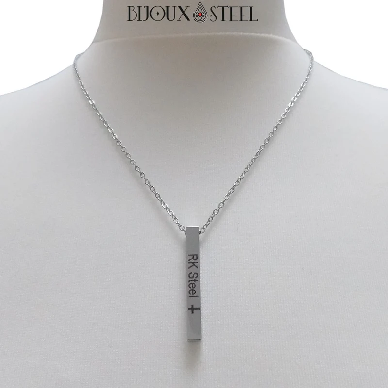 Collier barre personnalisée en acier inoxydable