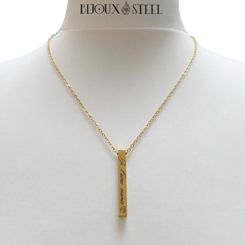Collier barre personnalisée en acier inoxydable