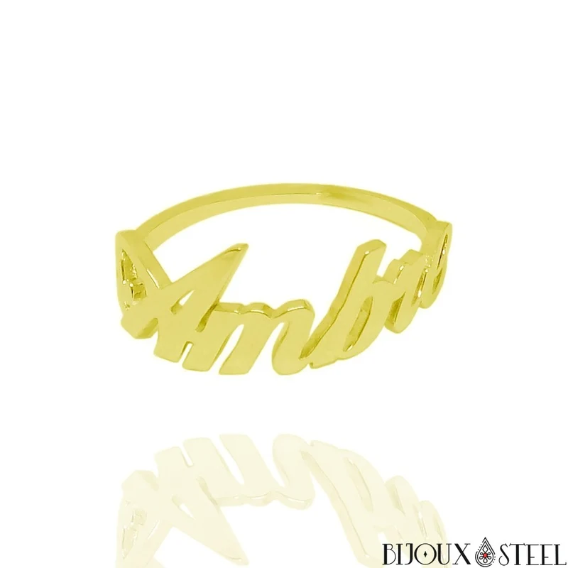 Bague à prénom personnalisée en acier inoxydable
