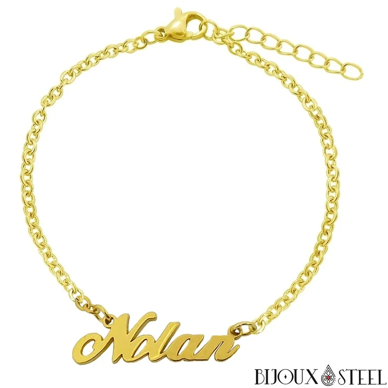 Bracelet prénom personnalisé en acier inoxydable