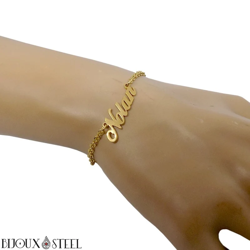 Bracelet prénom personnalisé en acier inoxydable