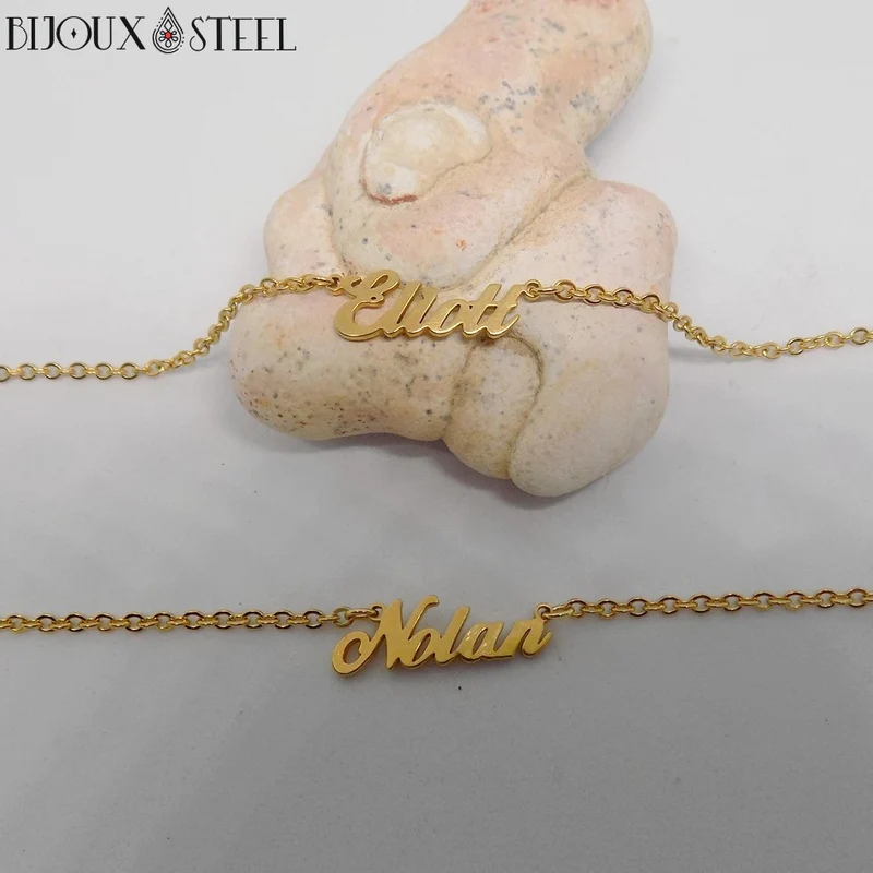 Bracelet prénom personnalisé en acier inoxydable