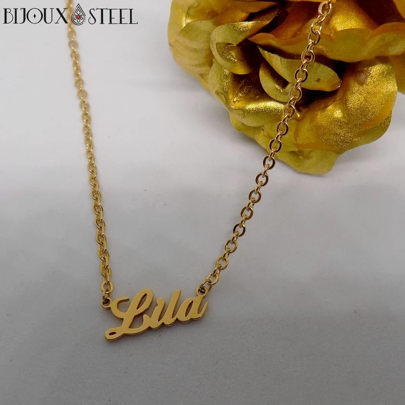 Collier prénom personnalisé en acier inoxydable