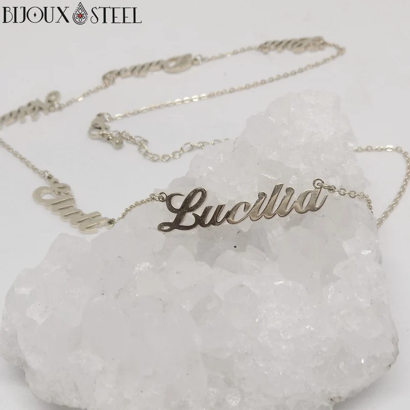 Collier prénom personnalisé en acier inoxydable