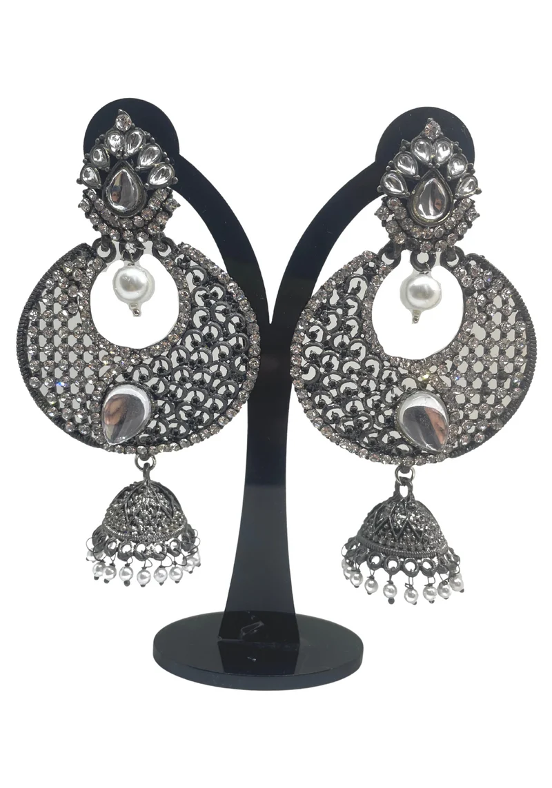Boucles Jhumka argenté Sangita