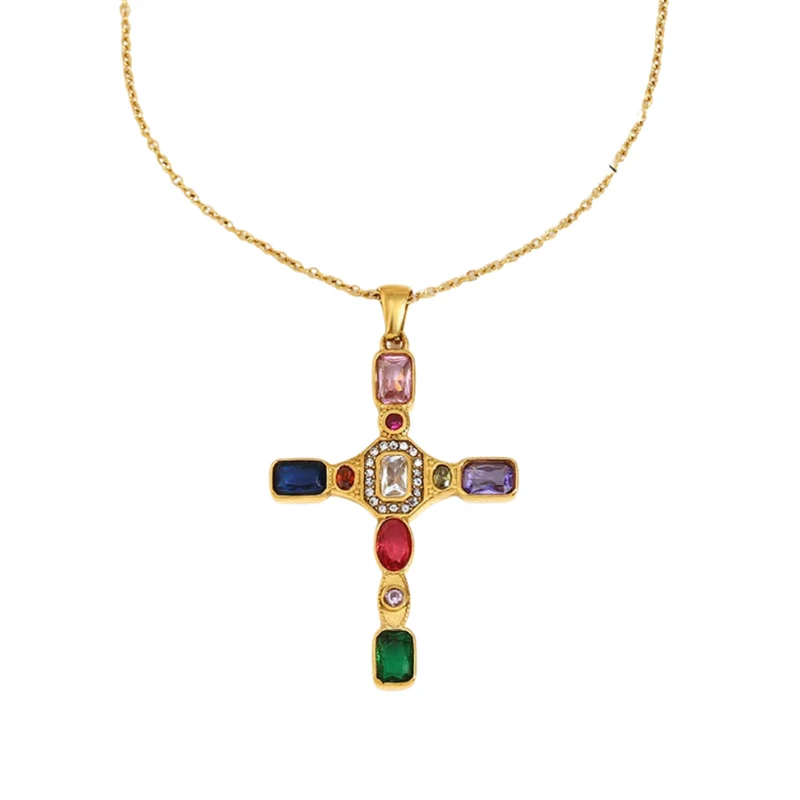 Collier Croix Pierres
