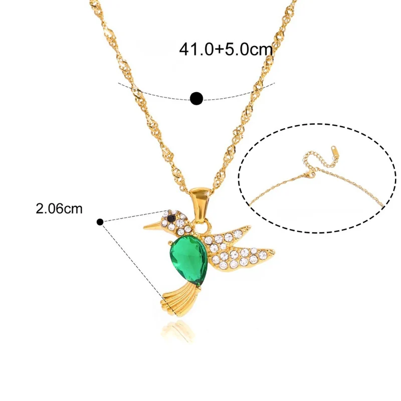 Collier Oiseau et Pierre Verte