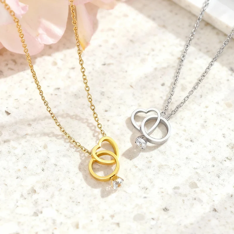Collier Coeur et Bague Fiançailles