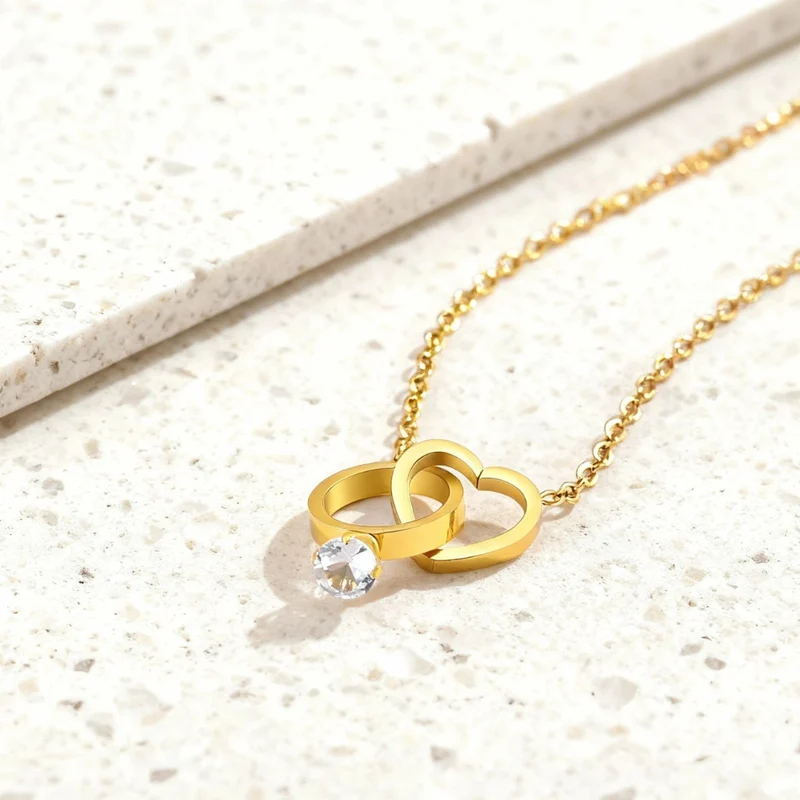 Collier Coeur et Bague Fiançailles