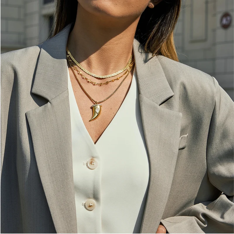 Collier Corne Doré Femme