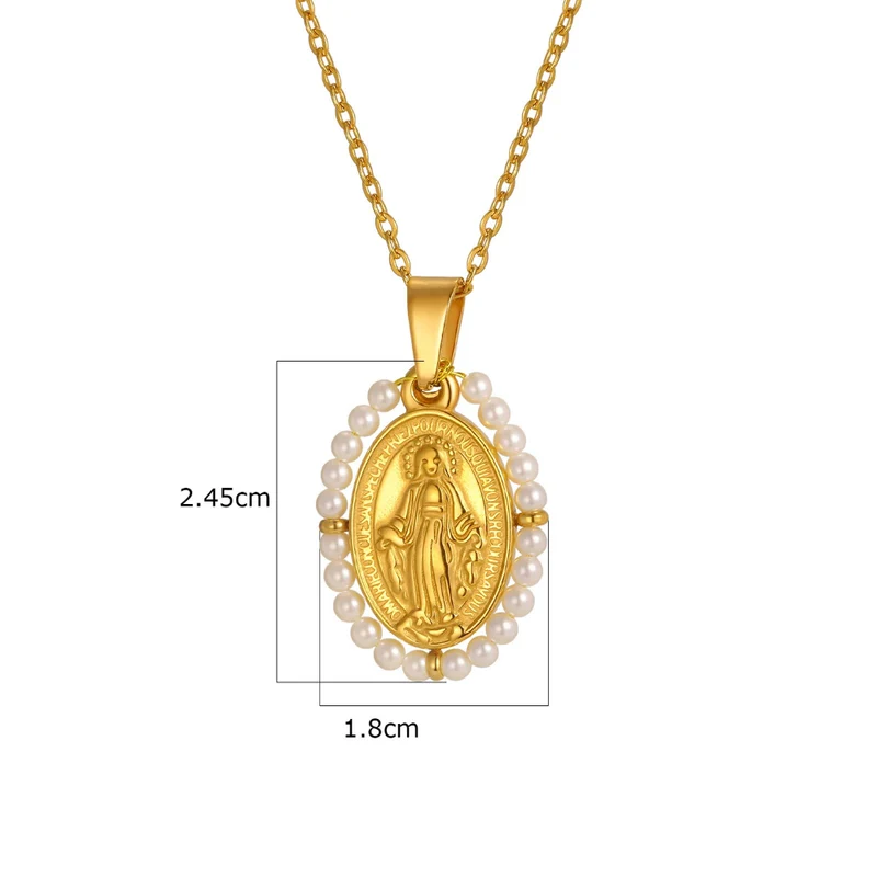 Collier Vierge Marie Perles