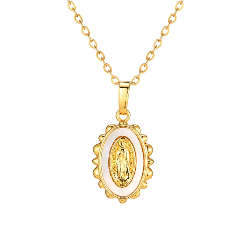 Collier Vierge Marie Blanc et Doré